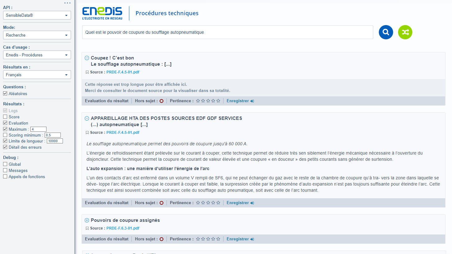 Enedis-Procedures - a SensibleSearch corporate data search application with an optional bot interface.